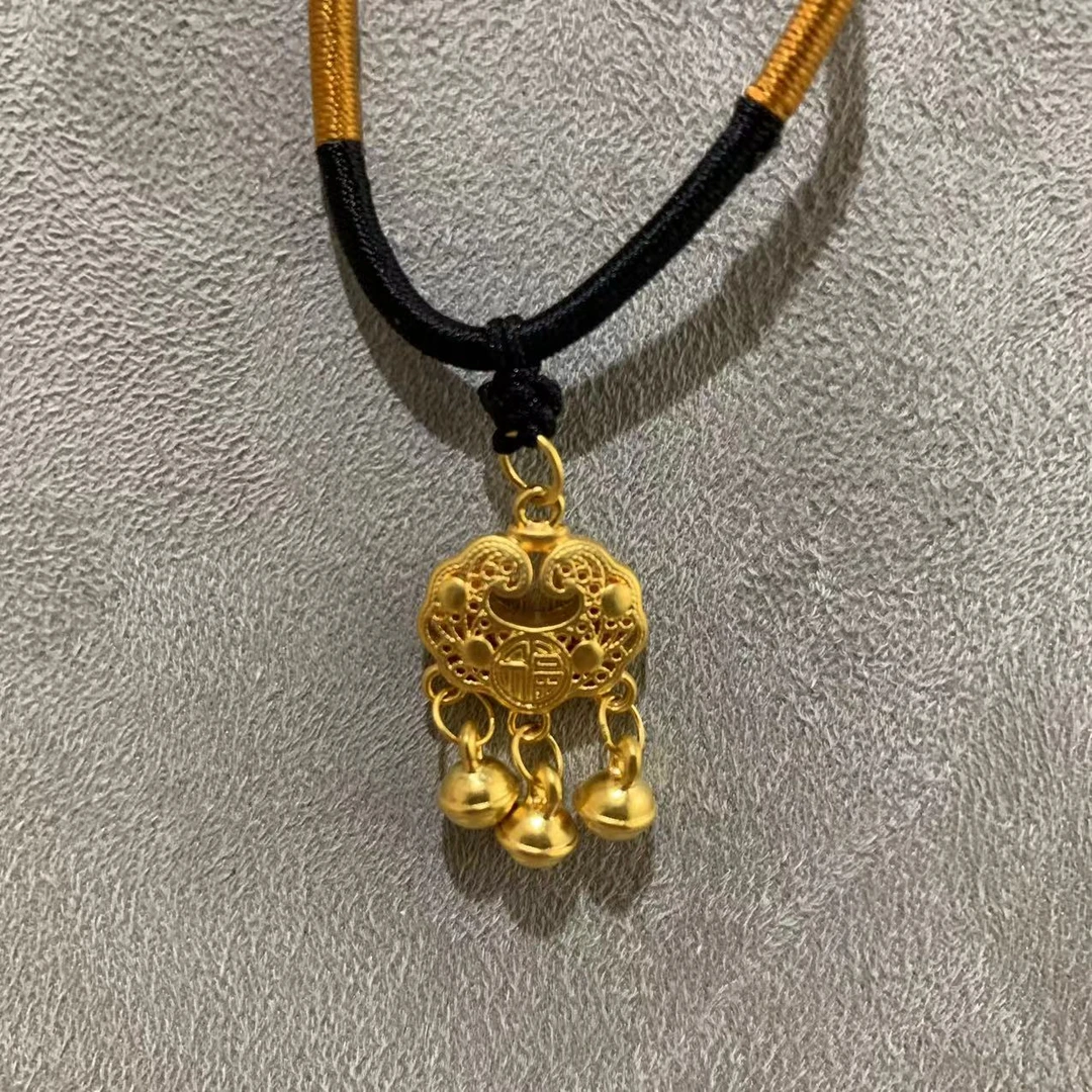 【水贝精选】足金999新款祥云百福锁古法素款PAZ118