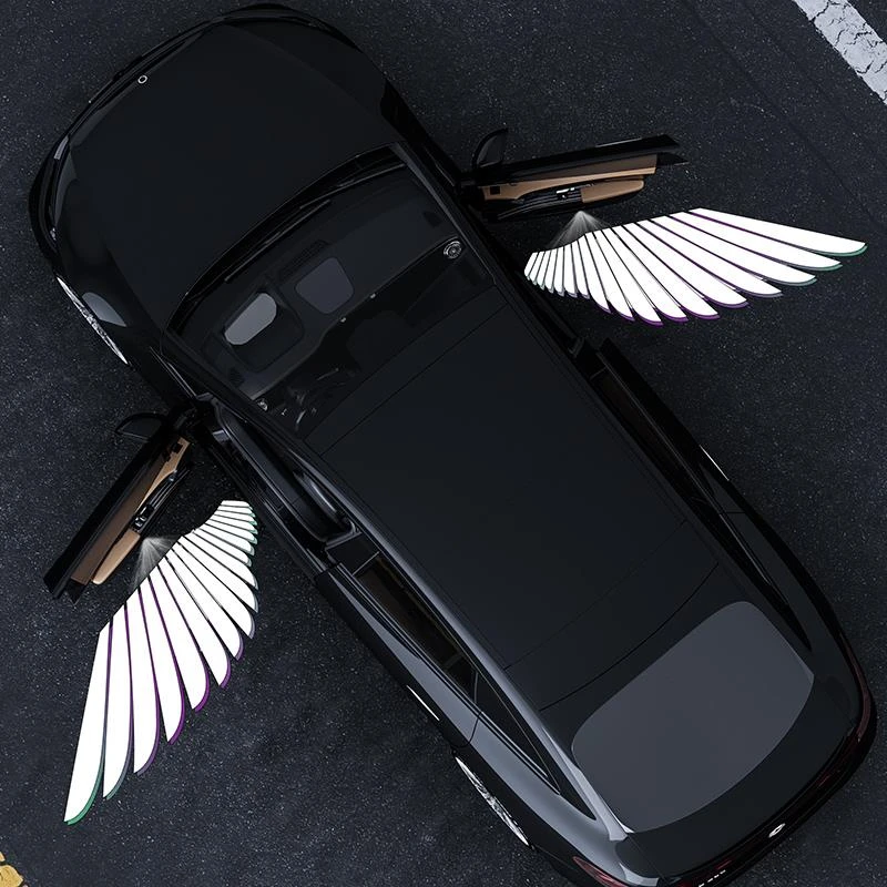 天使之翼翅膀汽车迎宾灯车门投影免接线无线开门灯感应照地灯装饰