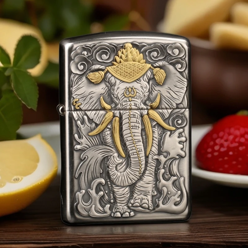 zippo打火机原装正品鬼王大师大象925银24K錾金男士礼物DY9918FD