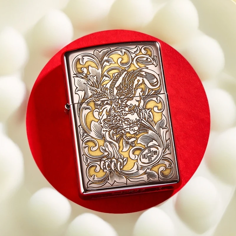 【精选】zippo打火机正品唐草仙子与貔貅-财色双收防风火机DY9902DK