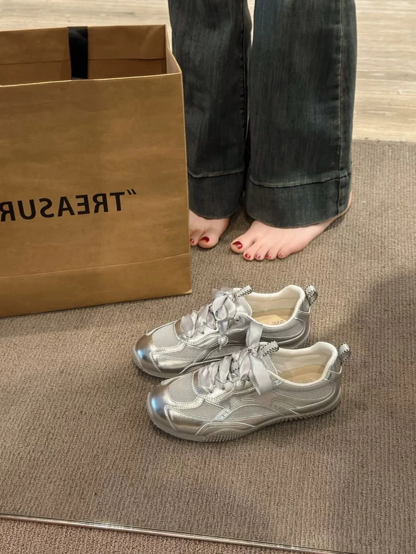 【刘叮当女鞋】2024秋季新品潮流拼色厚底板鞋ins休闲运动鞋  A2401