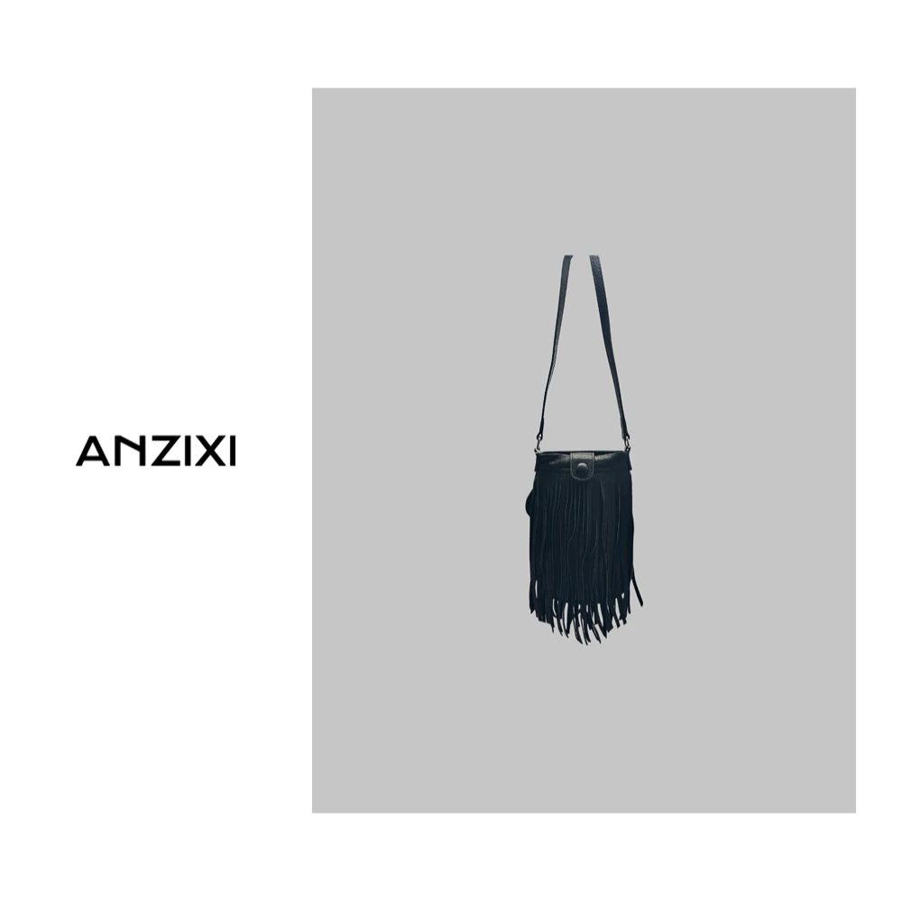 【流苏手机包】时尚小众设计手机包复古百搭单肩斜挎包（22266）黑色