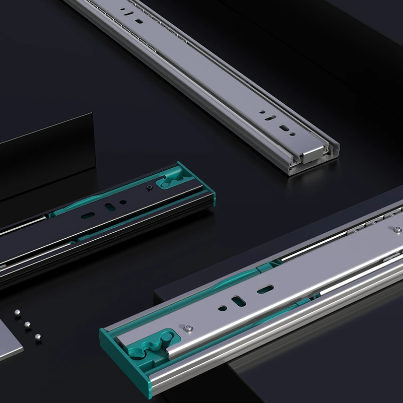 诺米悦动抽屉滑轨三节轨加厚 阻尼缓冲静音导轨五金滑轨配件