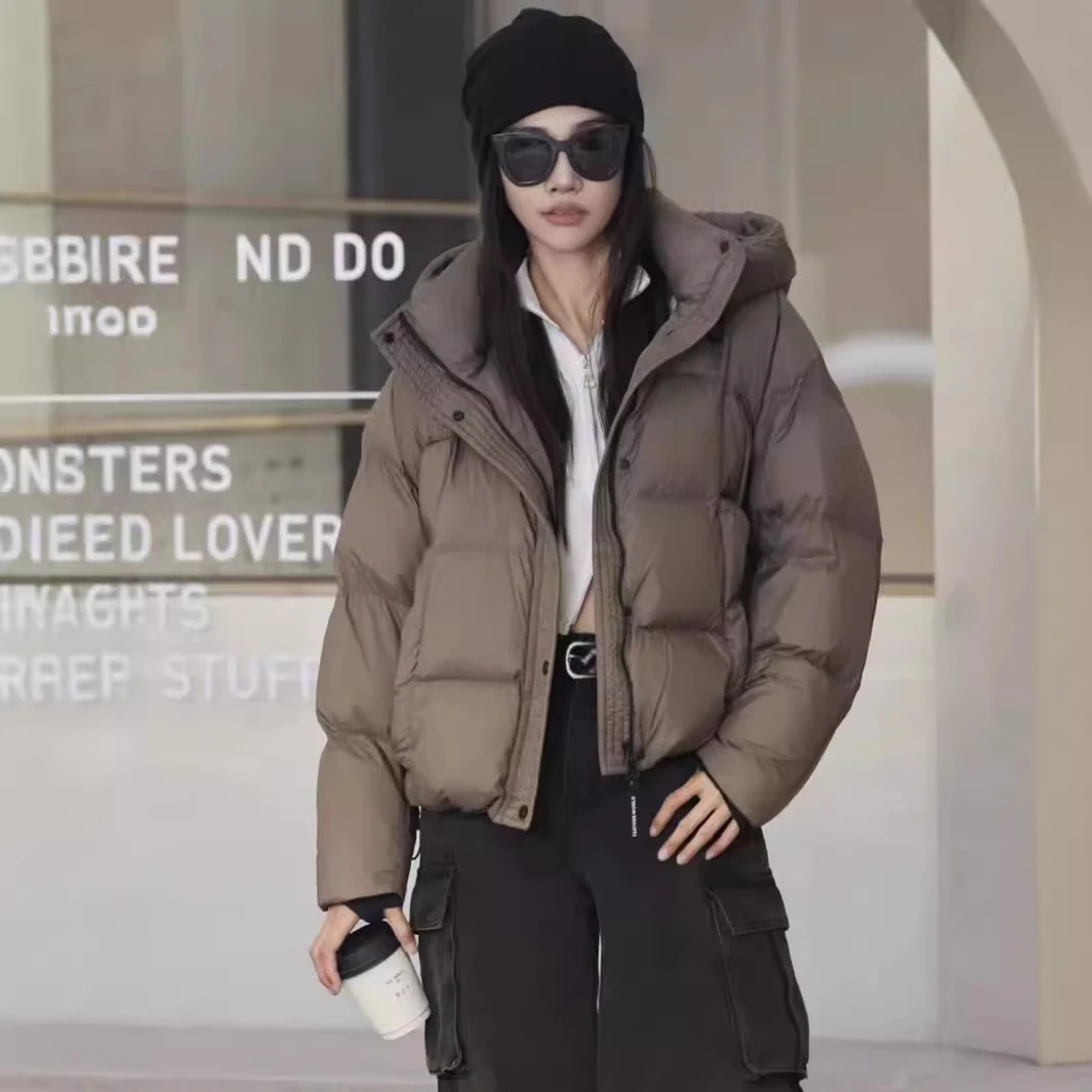 韩版冬季羽绒服女2023新款加厚连帽短款时尚美拉德小个子泡芙外套