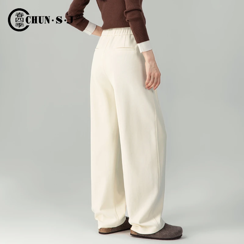 米色运动阔腿裤女2025新款秋季山本宽松休闲裤弯刀裤卫裤拖地裤子