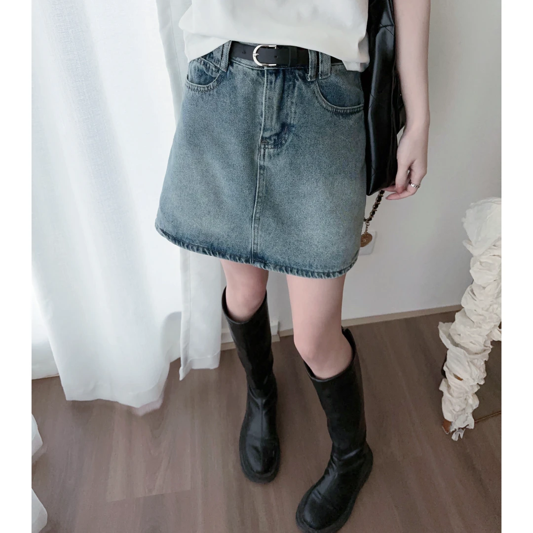 【牛仔很忙】夏季显瘦百搭复古牛仔短裙