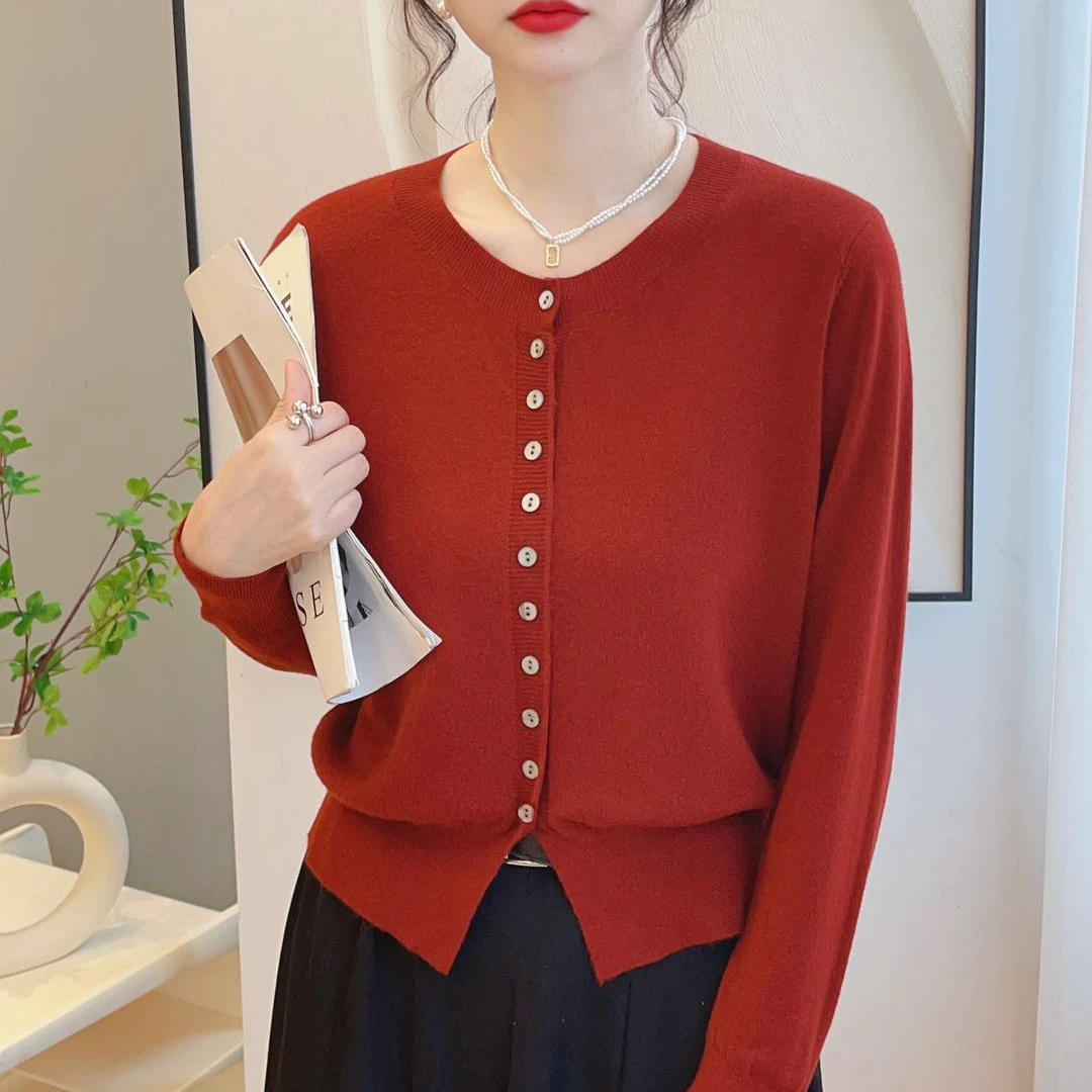 6113#秋季薄款针织衫女士