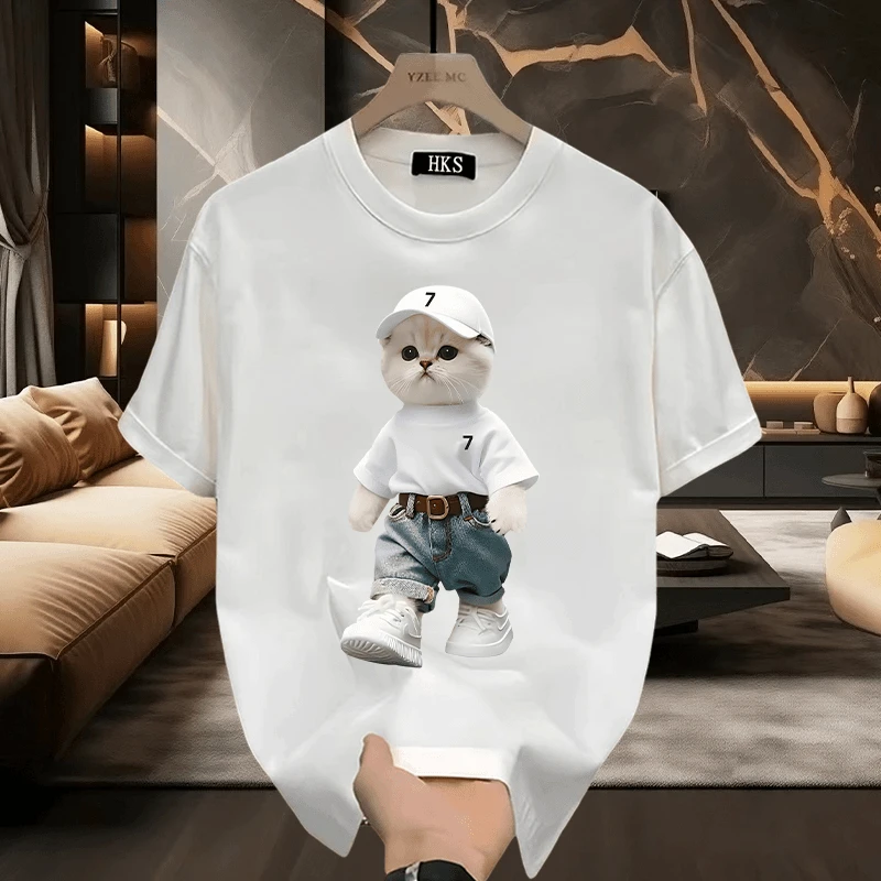 痞帅重磅纯休闲凉感短袖T恤男女同款夏季ins潮牌街头修身圆领上衣