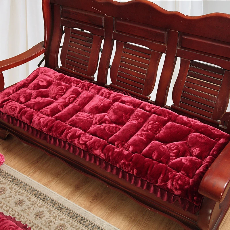 秋冬加厚毛绒单双三人位组合老式实木沙发坐垫中式红木椅座垫防滑