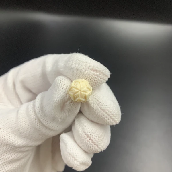 P7080天然猛犸雕刻莲花三通 支持鉴定 假一罚四