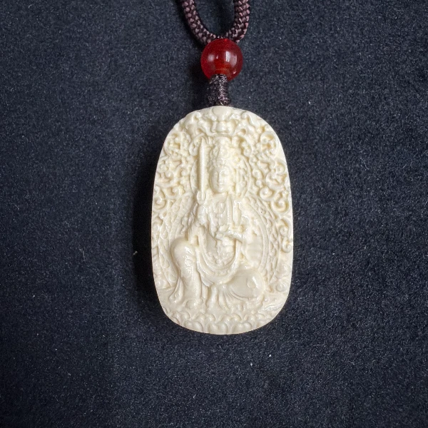 P7100天然猛犸牙文殊菩萨吊坠（微瑕） 支持鉴定 假一罚四