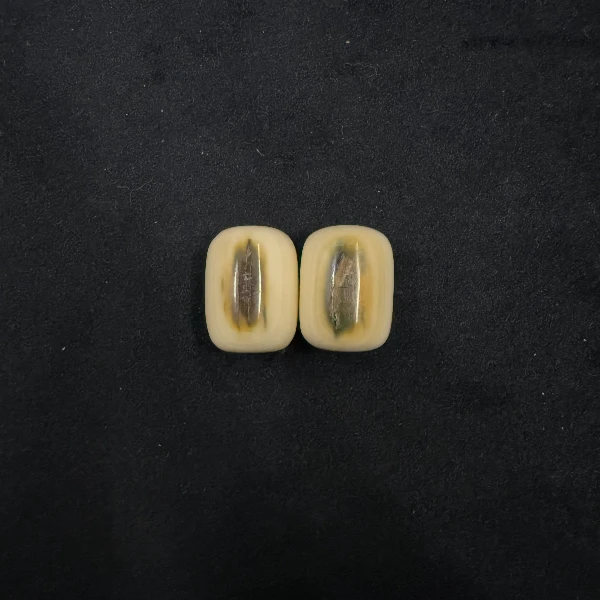 H5139天然猛犸牙对桶珠 支持鉴定 假一罚四