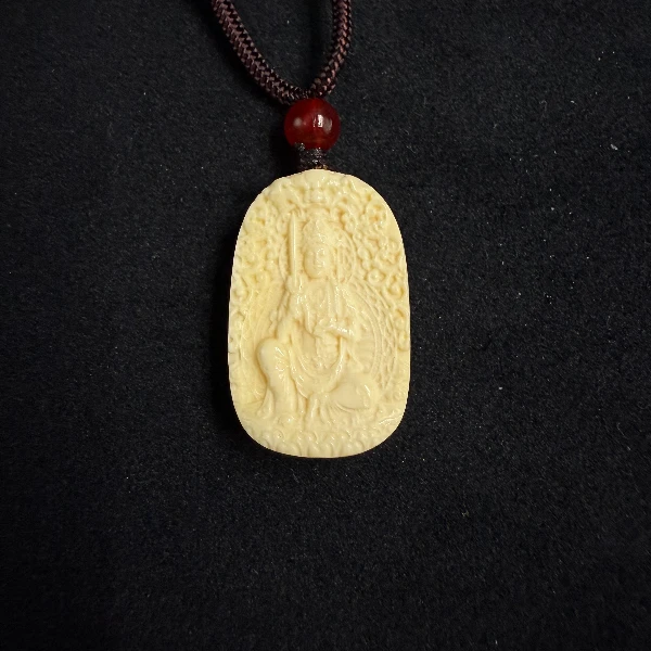 P71008天然猛犸牙文殊菩萨吊坠 支持鉴定 假一罚四