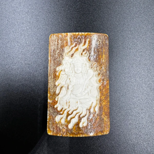 B8605天然猛犸牙雕刻佛牌 支持鉴定 假一罚四
