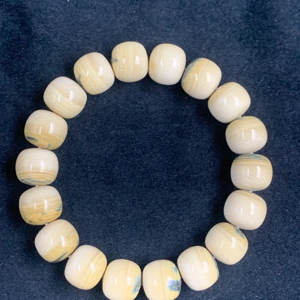 D1006天然猛犸牙聚宝盆手串 支持鉴定 假一罚四