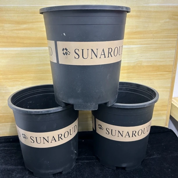 3个加厚【口径23.5高度25】黑加仑花盆带托盘