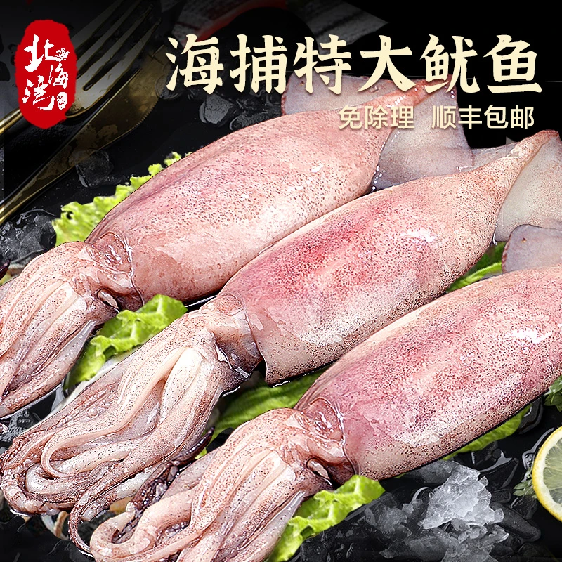 超大新鲜大鱿鱼鲜活水产速冻乌贼冰鲜目鱼尤鱼1500g