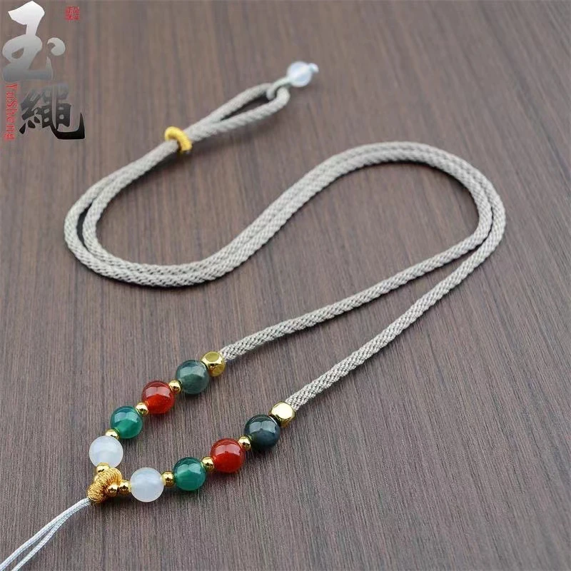 手工编织绳玉佩挂绳玉佩脖子链爆款吊坠挂绳编织高级调节绳子藏族