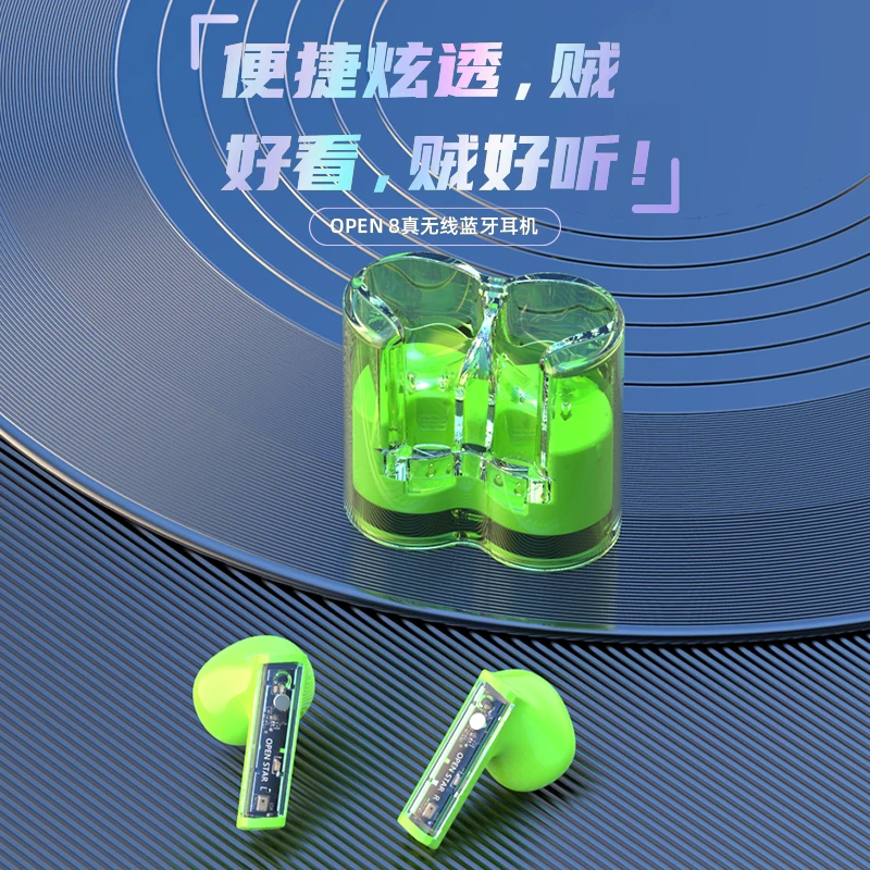 2024新款半入耳无线蓝牙耳机舒适戴不痛透明华为苹果通用OPEN 8