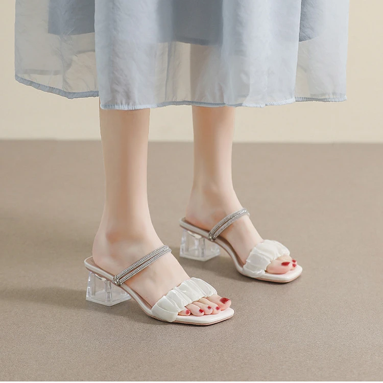 法式高跟凉鞋女2024新款夏一字带罗马鞋仙女风配裙子高级感时装鞋