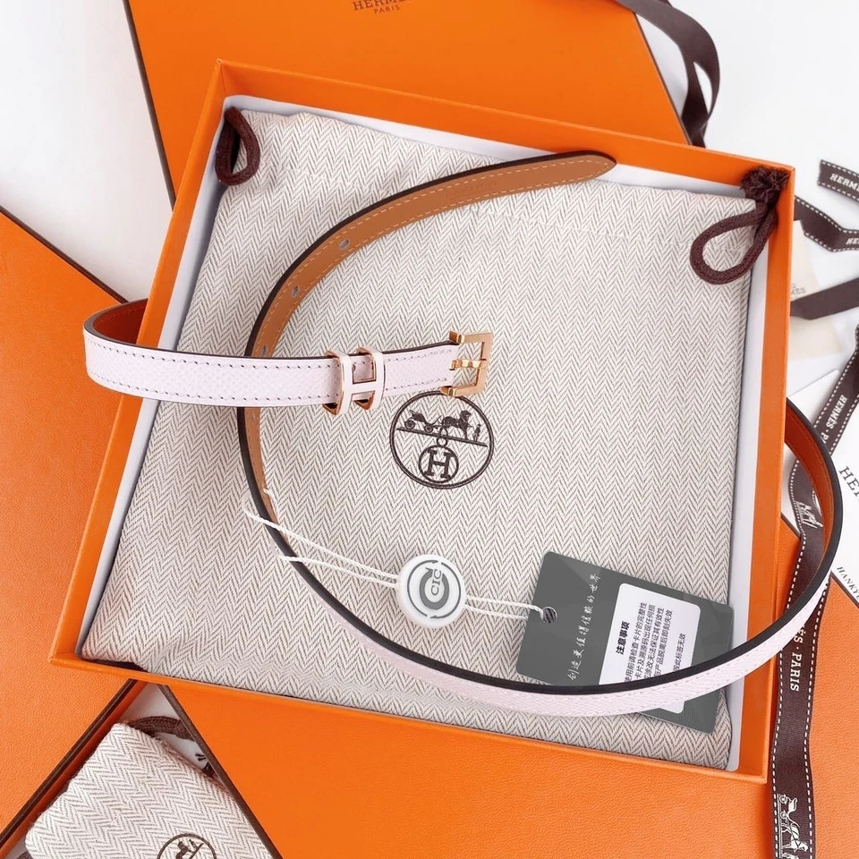 全新未使用 Hermes/爱马仕 U刻80厘米粉金腰带