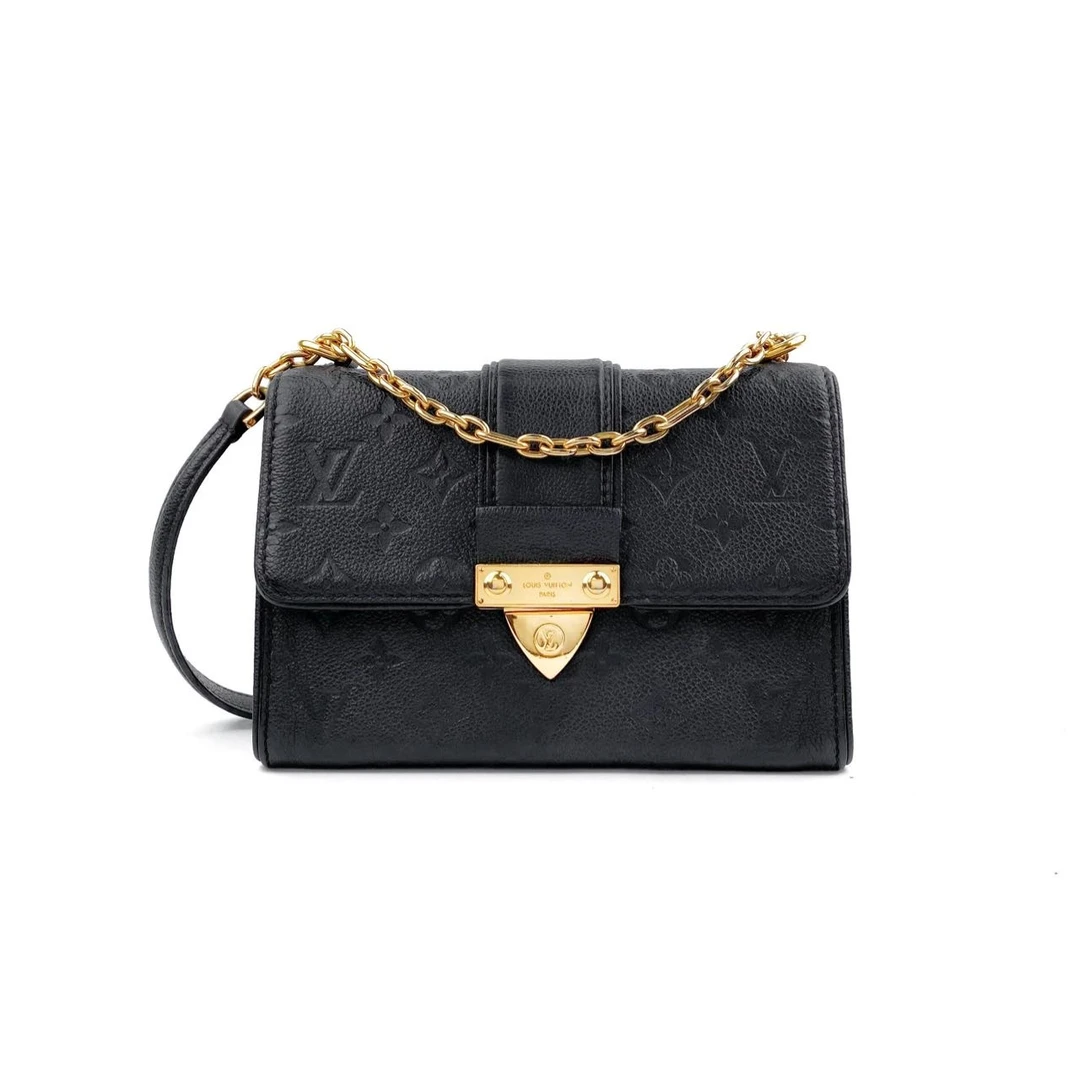 95新 LouisVuitton/路易威登 老花压印黑金SAINT SULPICE单肩包
