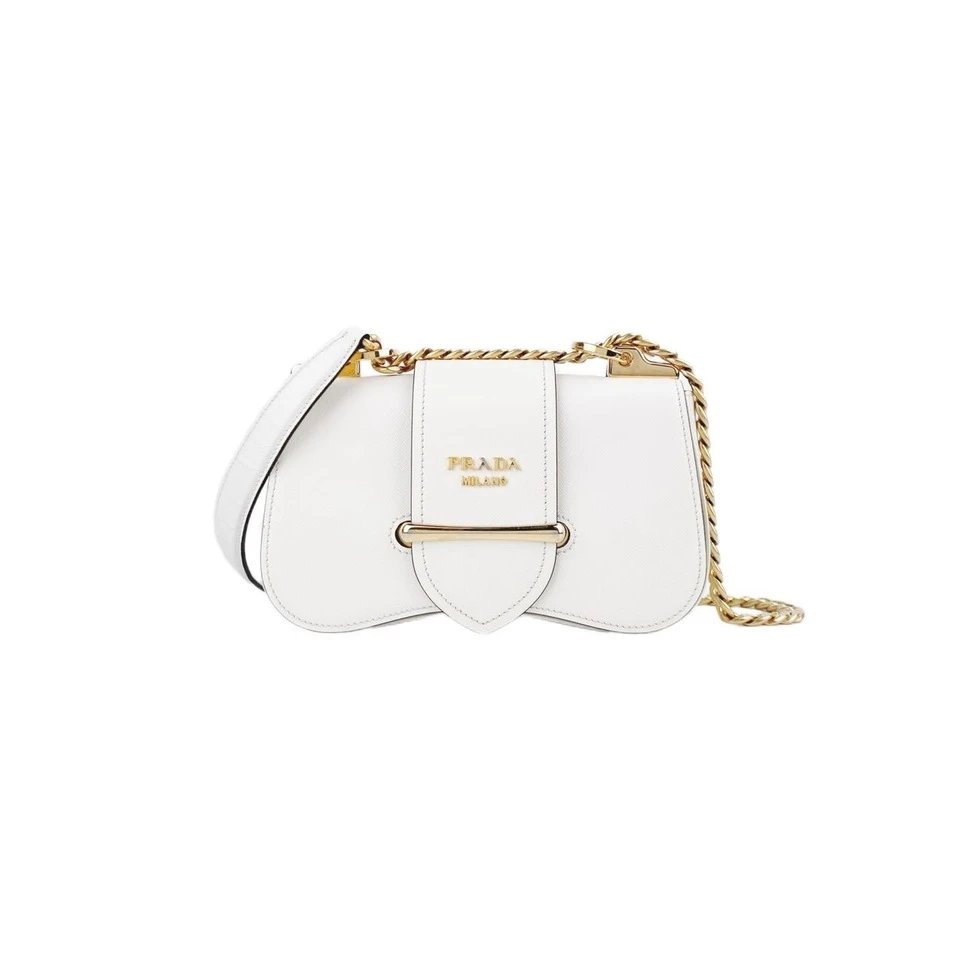 99新 Prada/普拉达 白色金标链条包