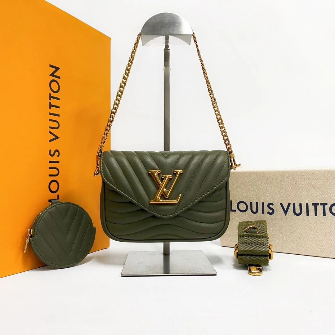 全新未使用 LouisVuitton/路易威登 抹茶绿牛皮New Wave三合一