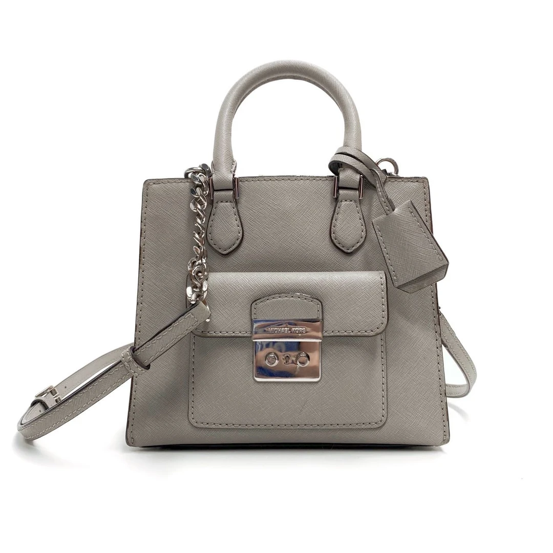 95新 MICHAEL KORS/迈克高仕 灰色十字纹牛皮单肩包