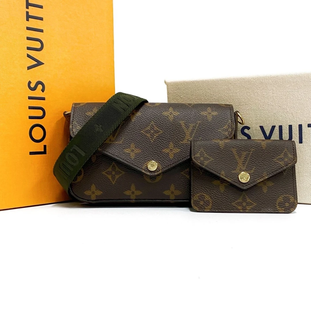 95新 LouisVuitton/路易威登 芯片款老花牛皮二合一单肩包