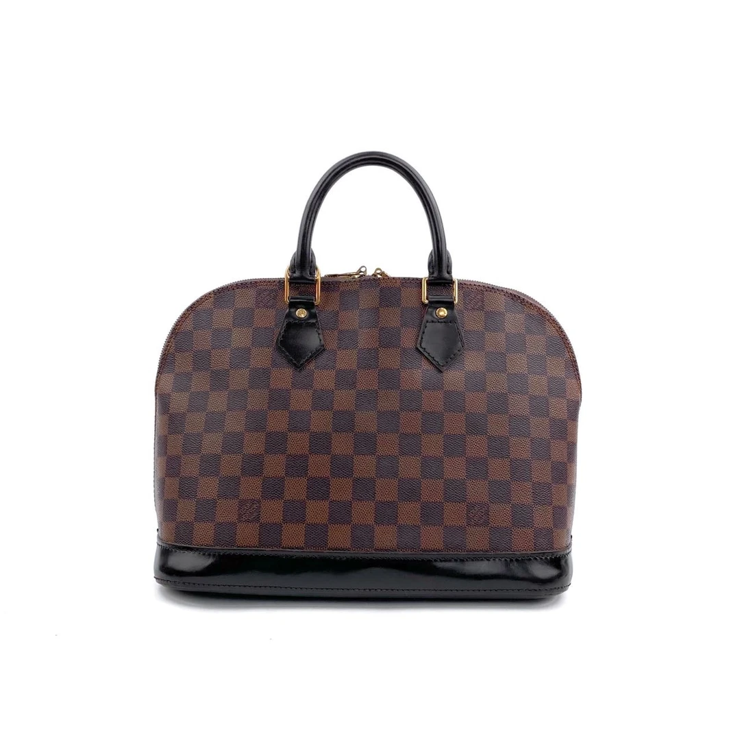 95新 LouisVuitton/路易威登 棋盘格牛皮Alma棕色贝壳手袋