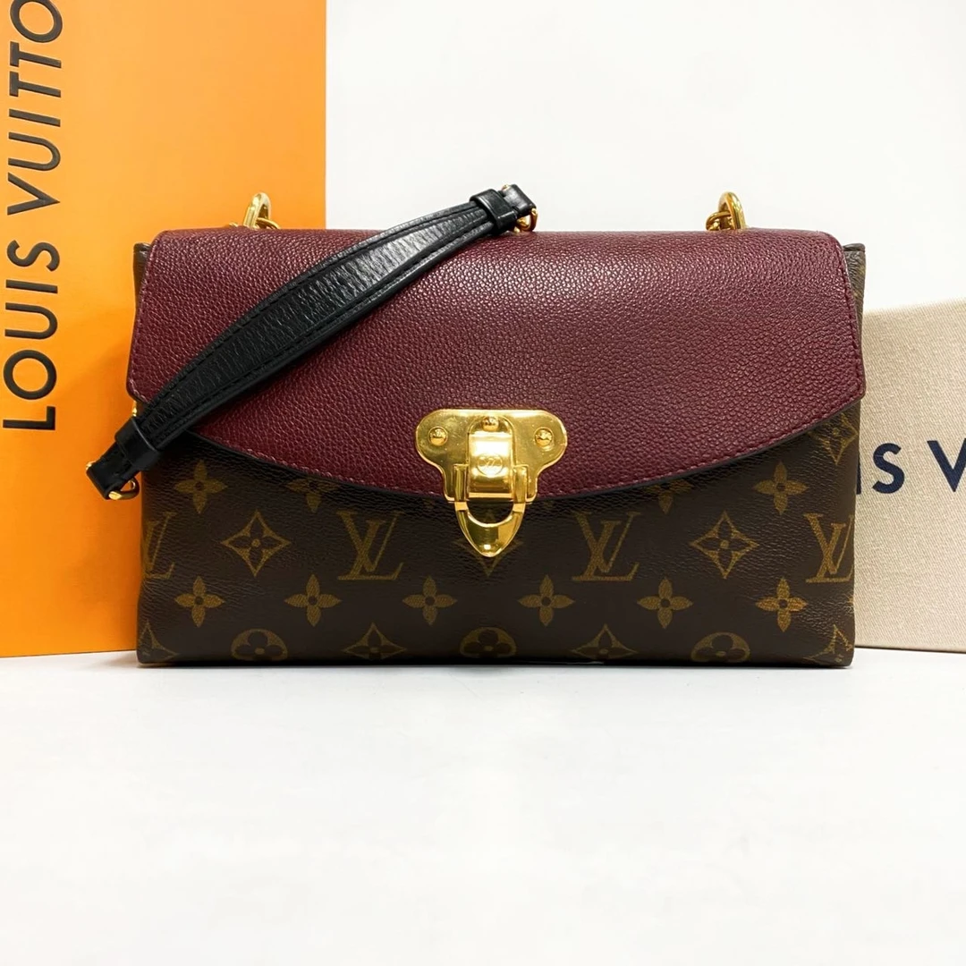 99新 LouisVuitton/路易威登 老花SaintPlacide酒红色信封手袋