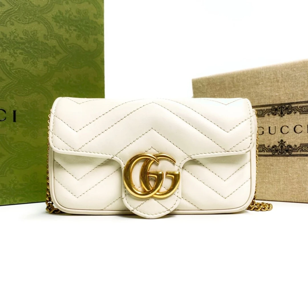 95新 GUCCI/古驰 白金GGMarmont马蒙mini