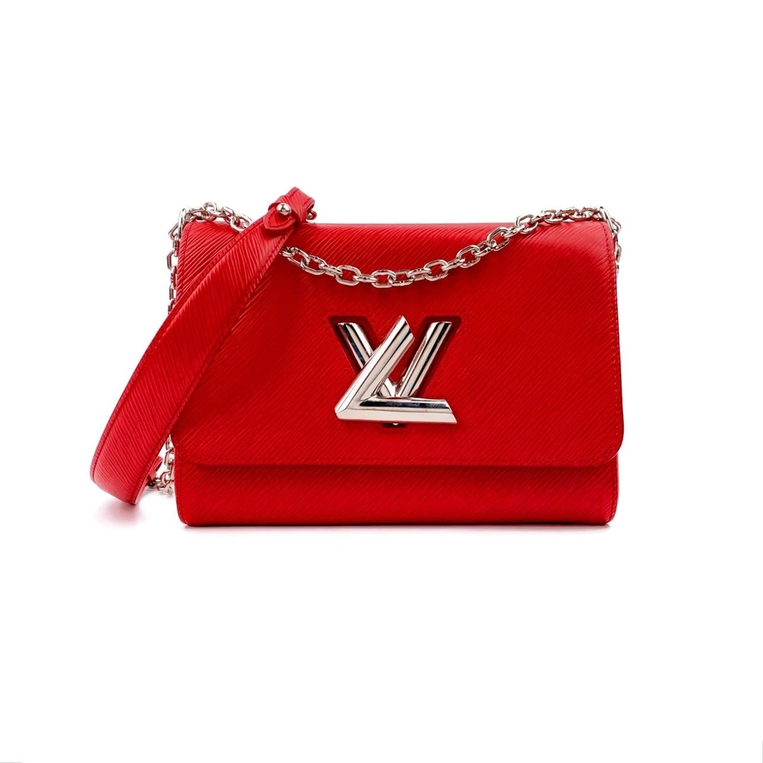 99新 LouisVuitton/路易威登 红色水波纹银扣twist单肩包