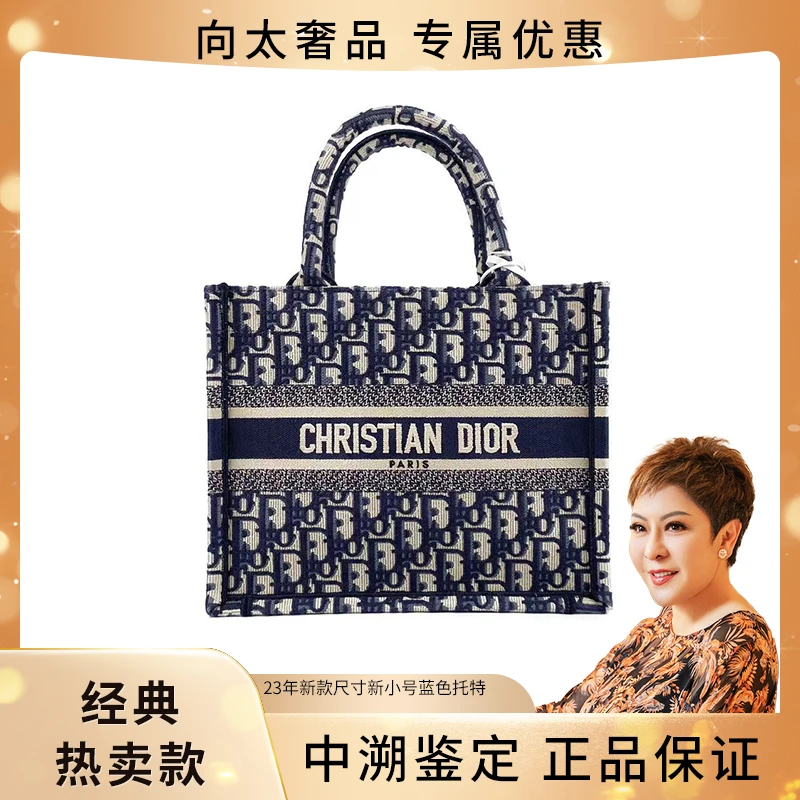 全新未使用 DIOR/迪奥 23年新款尺寸booktote新小号蓝色托特