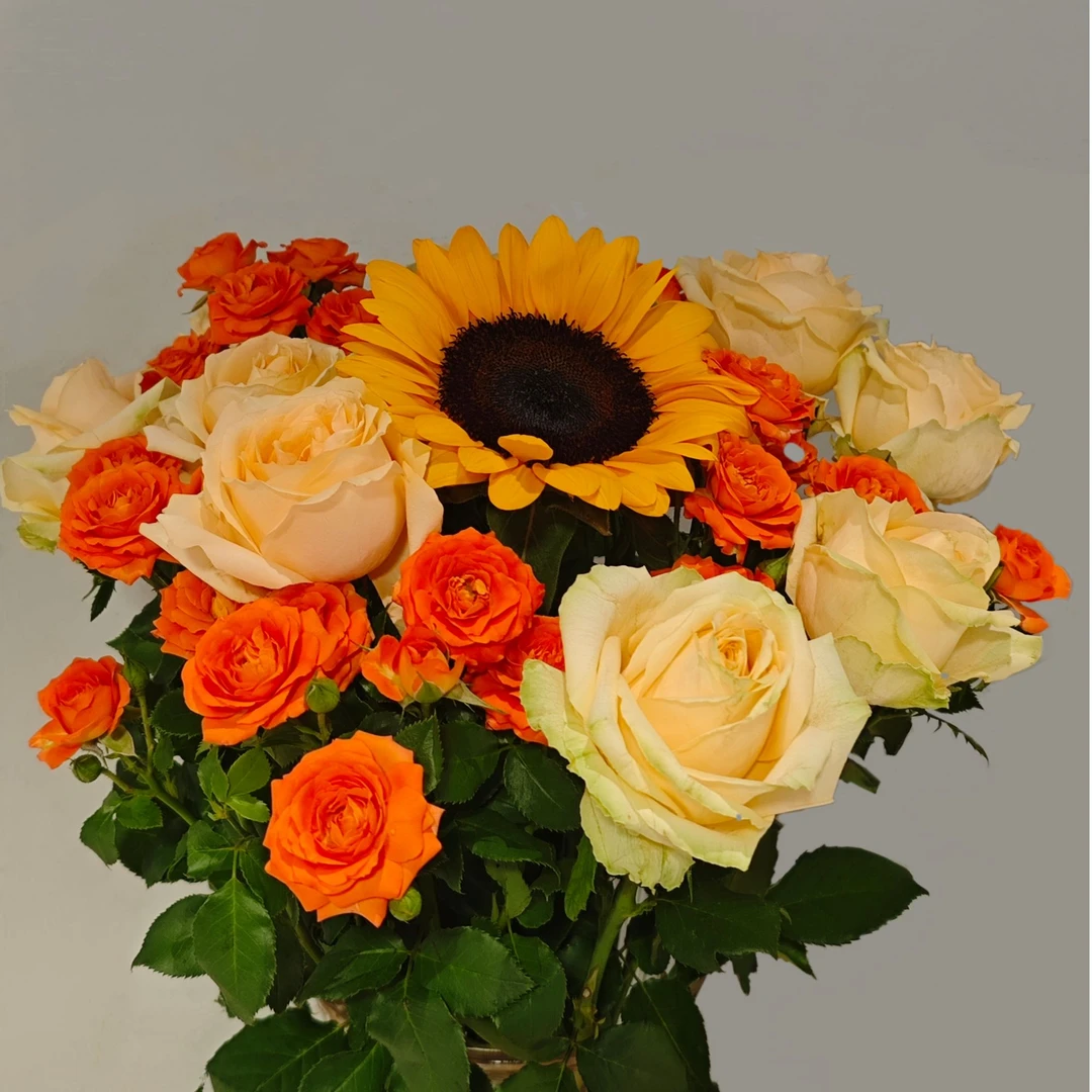 【一举夺“葵”组合】 橙芭比+香槟+向日葵  需要自己DIY  鲜花鲜切花