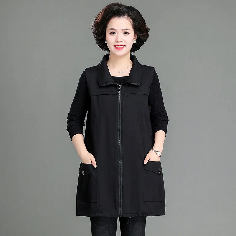 中年妈妈马甲春秋胖妈妈春装外套加肥加大码中老年女马夹背心外穿