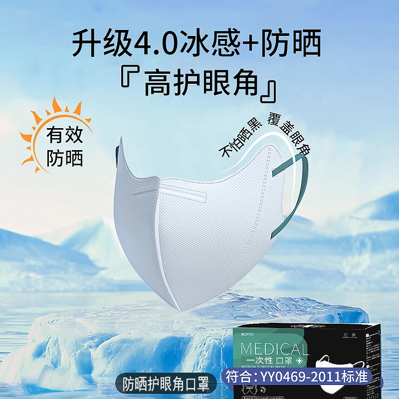 锐宇蝶形口罩女防紫外线高颜值护眼角夏季薄款透气立体一次性