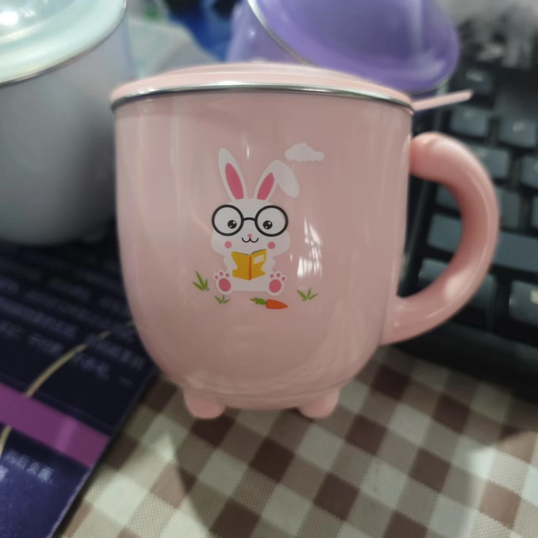 小兔子造型牛奶杯316不锈钢内里