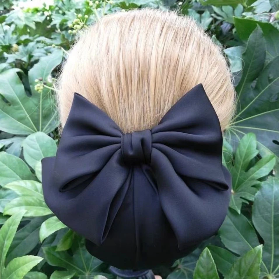 双层网兜大蝴蝶结发兜工作包头发戴贝雷帽发兜