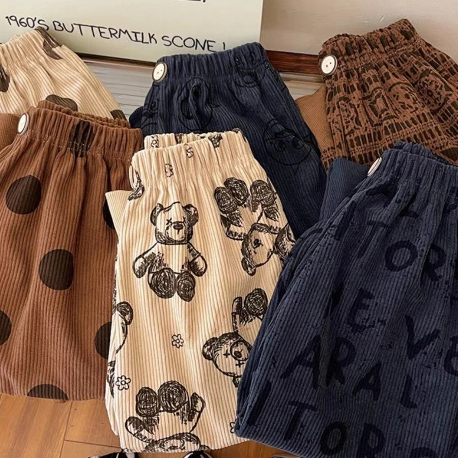 【花若烟】儿童秋季裤子秋冬宽松百搭加绒潮款韩版灯笼裤男女童宝