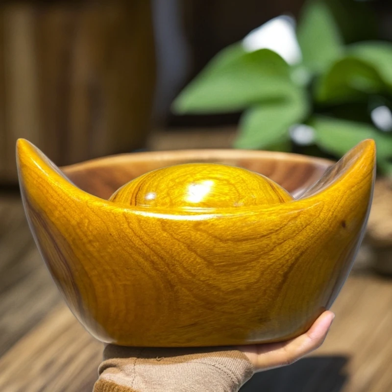 香樟木金色成品大元宝一个20公分