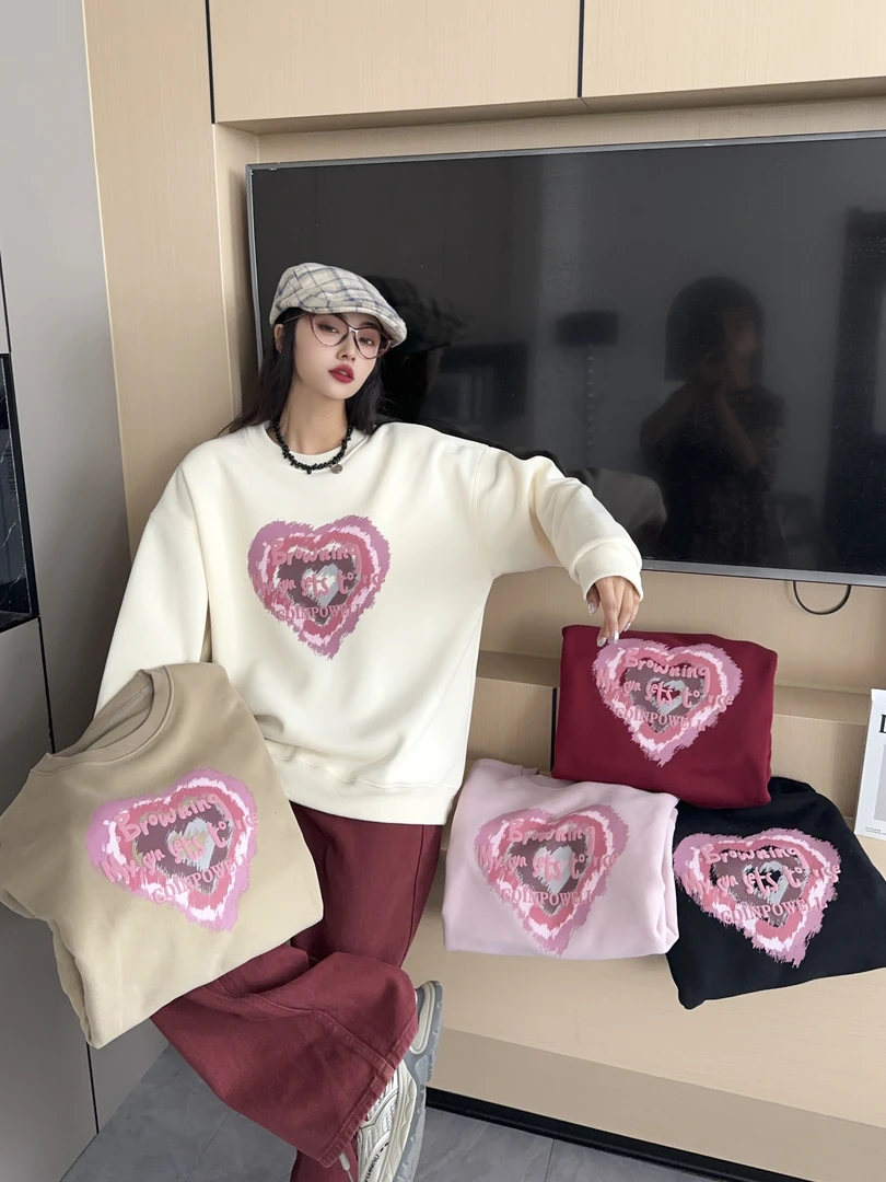 宝藏衣橱！简约舒适百搭圆领加绒卫衣556003