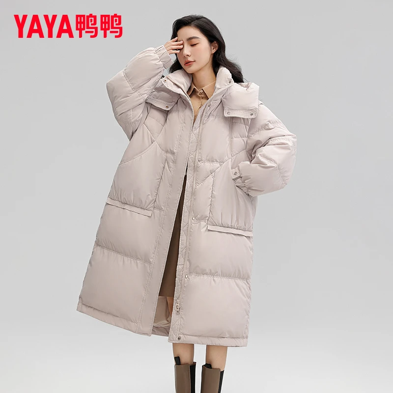 鸭鸭新款女长款休闲韩版减龄时尚保暖外套潮-LLB