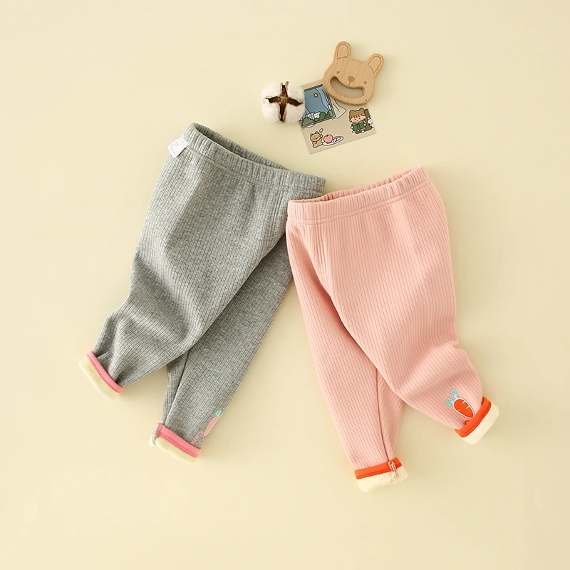 女童打底裤秋冬外穿儿童加绒加厚裤子小童宝宝婴儿一体绒保暖裤子