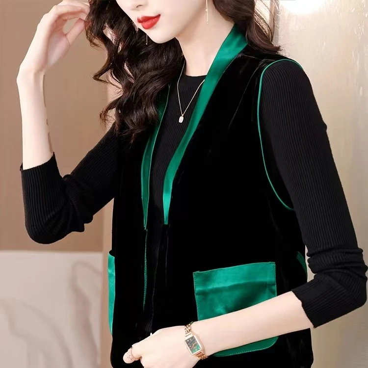 822复古金丝绒2024年春秋季新款百搭时髦中式国潮百搭马甲女