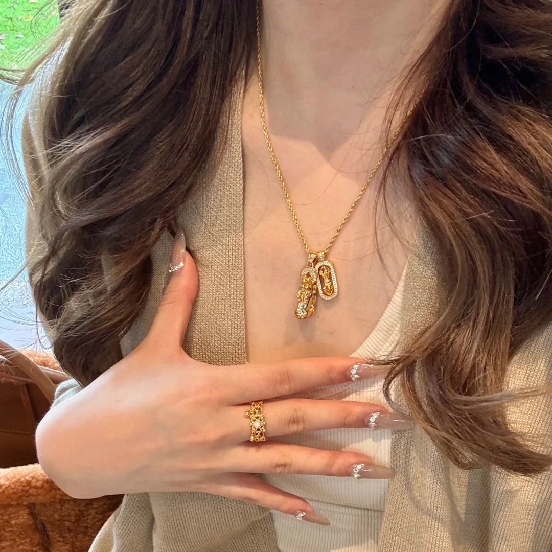 铜合金项链 爆款古法金色铜钱貔貅项链女轻奢小众高级感锁骨链