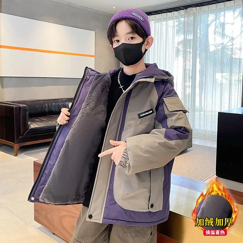 巴拉巴拉童装适用男童冬季派克服棉衣2025新款儿童加绒外套秋冬款