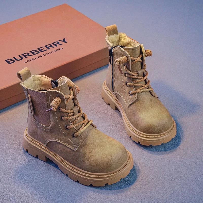 巴拉巴拉童装适用男童马丁靴2025秋冬新款真皮女童雪地靴男孩棉鞋