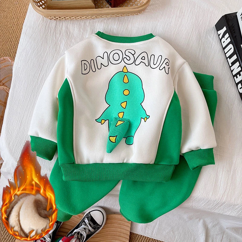 男童冬装卫衣套装秋冬2024新款加绒加厚中小儿童洋气秋冬季男孩潮